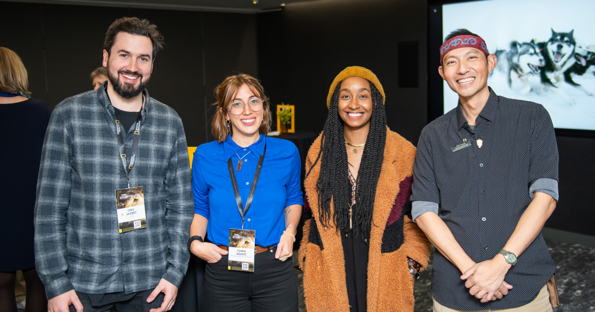 Four of our 2022 Explorers: Ciril Jazbec, Luján Agusti, Asha Stuart, and Kiliii Yüyan. Photo by Joy Asico.