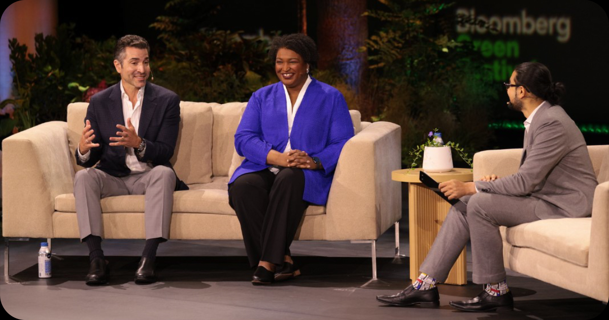 Stacey Abrams, American politician, voting rights activist & author spoke alongside Ari Matusiak, founder and CEO of Rewiring America in their “Electrify Your Life” session.